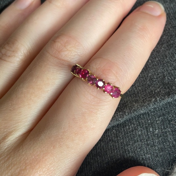 Ruby half eternity band 18k gold - Picture 5 of 17